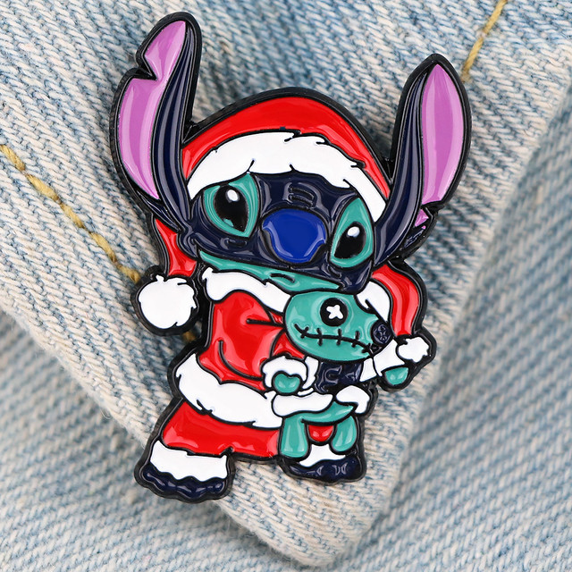 Yq1020 Disney Christmas Alien Stitch Pin Cute Badges Brooch Cartoon Icons  Enamel Badge Bags Shirts Lapel Pin Jewelry Kids Gift - Brooches - AliExpress